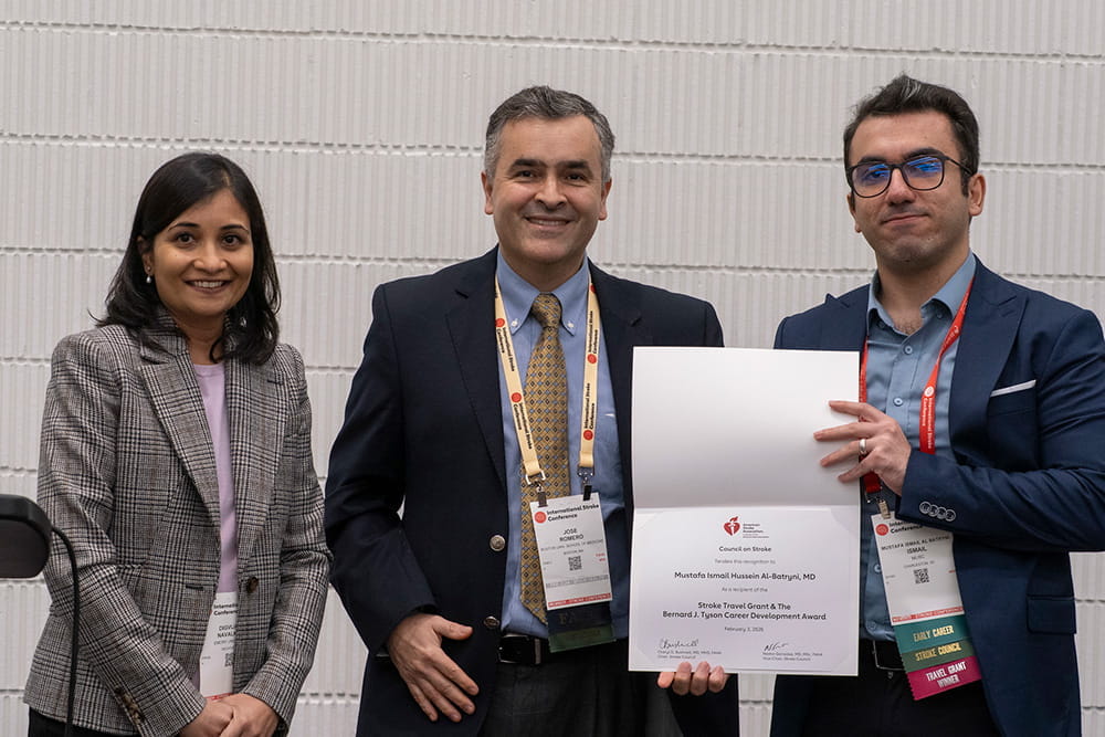 Stroke Travel Grant & The Bernard J. Tyson Career Development Awardee, Mustafa Ismail Hussein Al-Batryni, MD, during ISC26 in New Orleans, Louisiana.