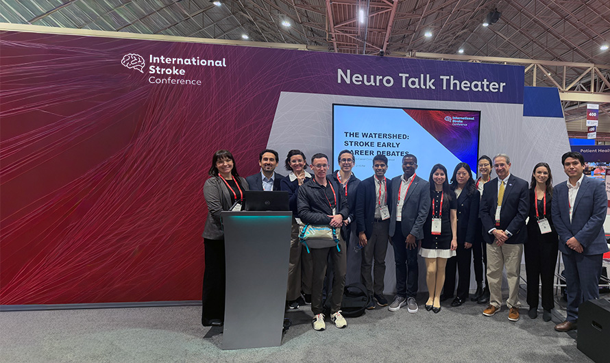 Patricipants on the 2026 Stroke Early Career Debates pose during the International Stroke Conference 2026.