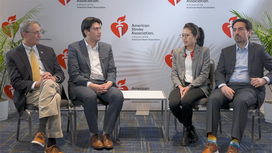 Larry Goldstein, MD, Irving Jesus Reyes Barragan,  Vivian Yang, MD, and Rajat Dhar, MD talk about their experience participating in the first ever Stroke Early Career Debate during the International Stroke Conference 2026 in New Orleans.
