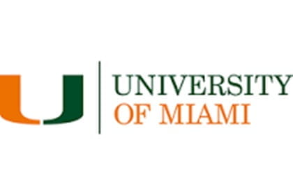 Decorative orange and green logo for University of Miami