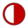 A circle icon with half red and half white