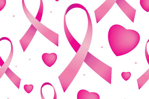 breast cancer ribbons and hearts