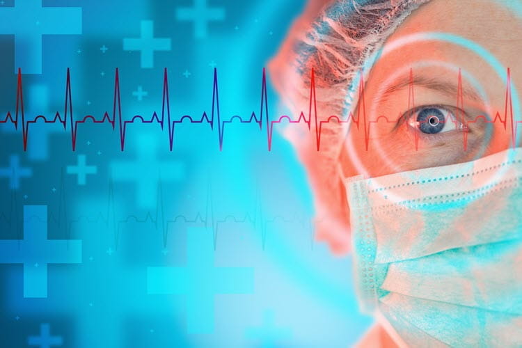 cardiology healthcare background with heartbeat waveform