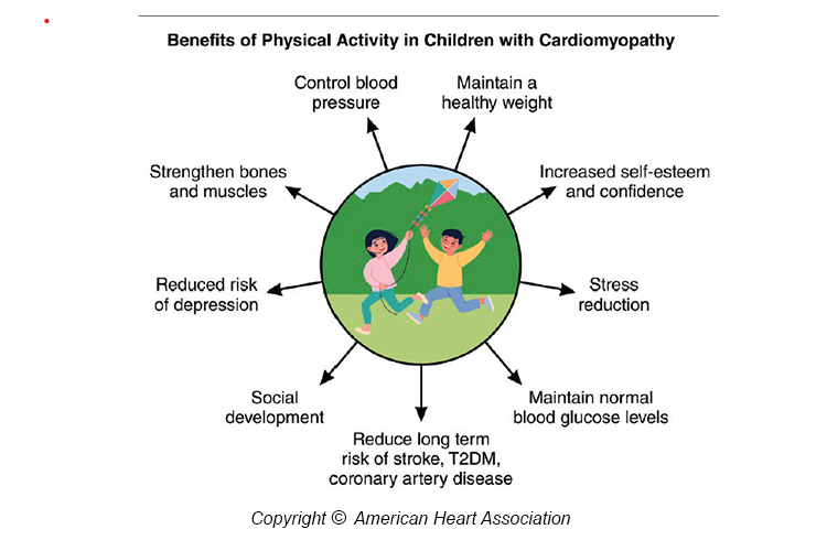Illustration of benefits of physical activity in children with cardiomyopathy