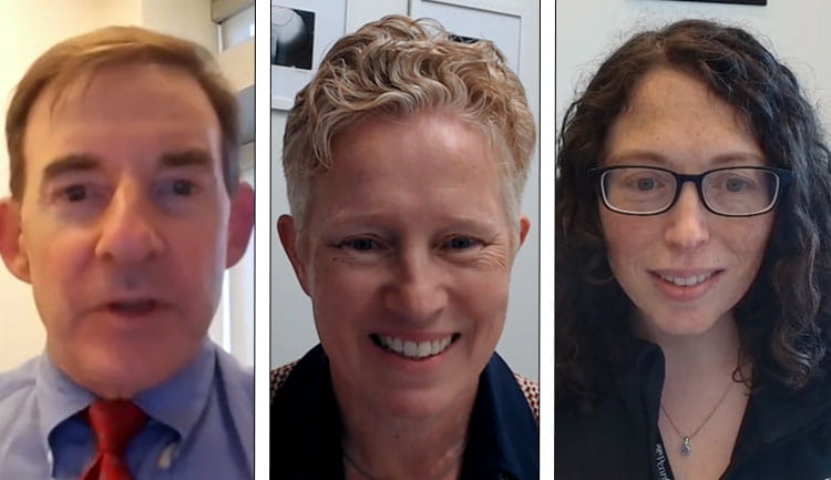 Still frames of Steven Crowley, MD; Uta Erdbrügger, MD; and Jordana B. Cohen, MD, MSCE