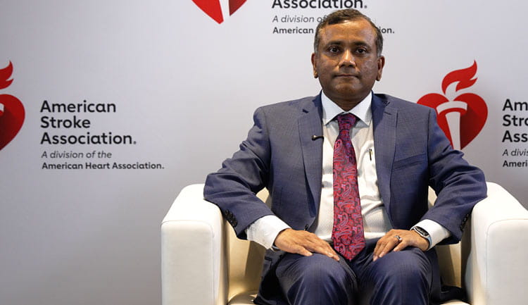 A still frame from a commentary video from Bijoy Menon, MBBS, MD, Msc, FRCPC.